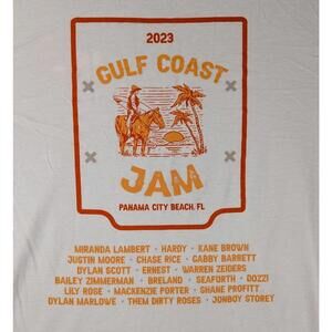 Gulf Coast Jam Mens 2XL Cream 2023 Concert Tour Country Music T Shirt Hardy New